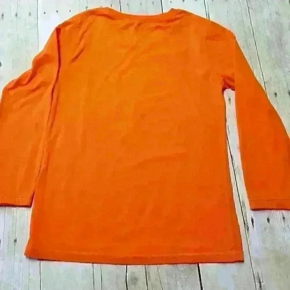 Girls HALLOWEEN Kitty ORANGE with Glitter accents LONG SLEEVE size XL